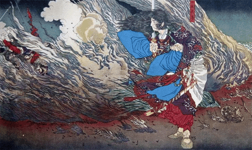 日本武尊以寶劍免危難○竹内省吾 『國史畫帖大和櫻』